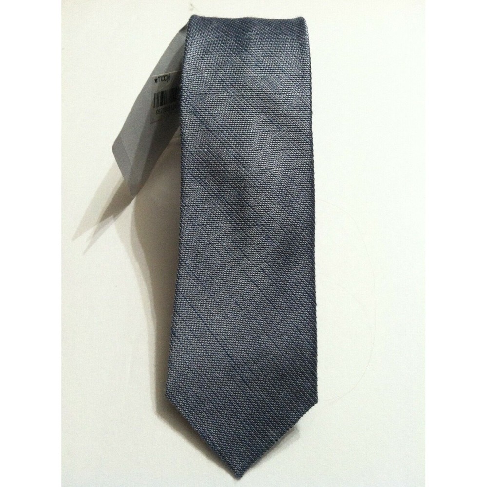 CALVIN KLEIN MENS NEW SILVER 50%SILK 29%VISCOSE 21%LINEN SKINNY NECKTIE WIDTH:2"